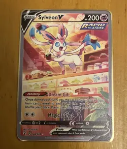💞Gold Metal Sylveon V 184/203 Alt Art Fan Card Gold Metal Card 💗 - Image 1