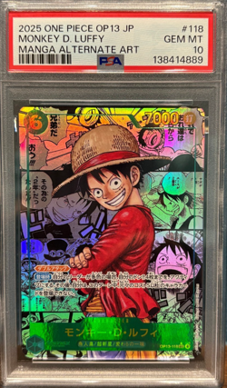 OP13-118 MANGA Alt Art Monkey D. Luffy PSA 10 One Piece Card Game JAP - Image 1
