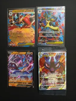 Pokemon TCG 4 Card Lucario Lot NM Holos V, Vstar Promo, Mega Ex Full Art & Promo - Image 1