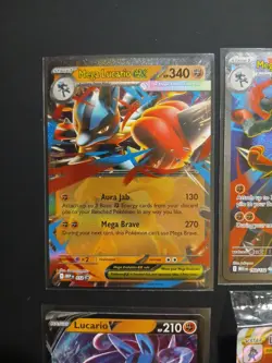 Pokemon TCG 4 Card Lucario Lot NM Holos V, Vstar Promo, Mega Ex Full Art & Promo - Image 2