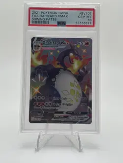 Pokemon PSA 10 GEM MINT 2021 Charizard VMAX #SV107 Shining Fates Full Art Card - Image 1