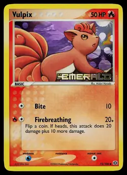 Pokemon Card - Vulpix Emerald 72/106 Common Reverse Holo Stamped - Image 1