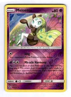 Meloetta SM - Lost Thunder #104 (2018) Rare Reverse Holo NM Pokemon - Image 1