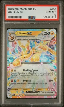 2025 POKEMON PRE EN-PRISMATIC EVOLUTIONS #030 JOLTEON EX PSA 10 - Image 1