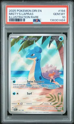 Misty's Lapras 194/182 Sv10: Destined Rivals Holo Pokemon PSA 10 - Image 1
