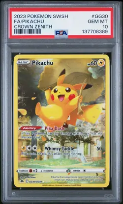 2023 POKEMON SWORD & SHIELD CROWN ZENITH #GG30 FULL ART/PIKACHU PSA 10 - Image 1