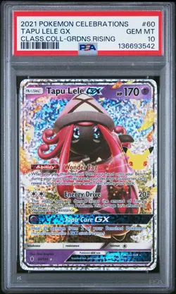 2021 POKEMON CELEBRATIONS CLASSIC COLL #60 TAPU LELE GX PSA 10 - Image 1