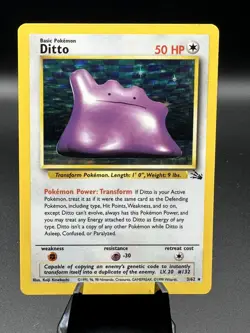 Ditto Holo Rare 3/62 Fossil 1999 Pokemon TCG - Image 1