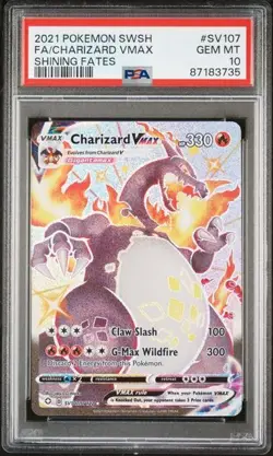 2021 POKEMON SWORD & SHIELD SHINING FATES #SV107 FULL ART/CHARIZARD VMAX PSA 10 - Image 1