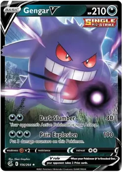 LP Pokemon Gengar V - 156/264 - Ultra Rare Lightly Played Fusion Strike - Image 1