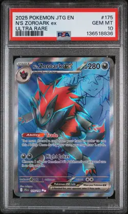 PSA 10 GEM MINT N's Zoroark EX 175/159 SV09 Journey Together Pokemon Card - Image 1