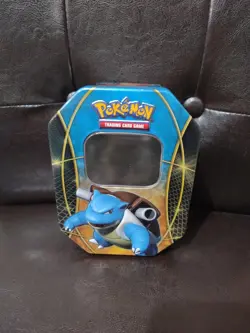 2014 POKEMON TRADING CARD TIN BLASTOISE ON FRONT - TIN EMPTY - Image 1