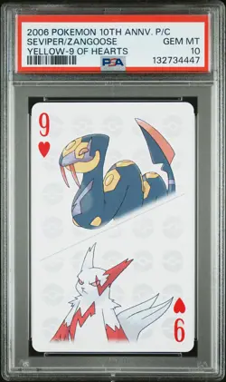 2006 POKEMON CENTER 10TH ANV PLAYING CARDS YELLOW DECK SEVIPER/ZANGOOSE PSA 10 - Image 1
