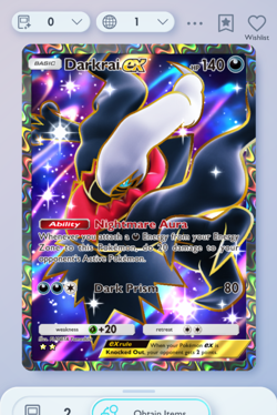 Pokemon TCG POCKET - Darkrai Full Art 2⭐, Space-time Smackdown, English - Image 3