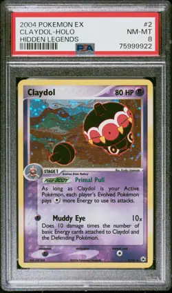 2004 Pokemon EX Hidden Legends Claydol holo 2/101 PSA 8 NM-MT 75999922 swirl - Image 1