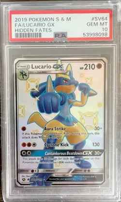 Pokemon 2019 Sun & Moon Hidden Fates Lucario GX SV64/SV94 PSA 10 Gem Mint - Image 1