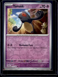 Yamask 075/182 Reverse Holo SV04: Paradox Rift Pokemon TCG NM+ - Image 1