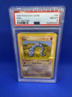 1999 Pokemon Base Set 1st edition Onix 56/102 Shadowless PSA 8 - Image 1