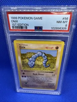 1999 Pokemon Base Set 1st edition Onix 56/102 Shadowless PSA 8 - Image 4