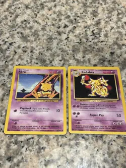 Pokemon Card Lot 1999 Vintage Base Set Pair Of 2 Abra Kadabra - Image 1