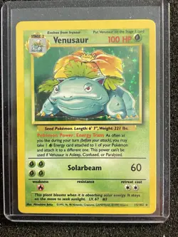 1999 Venusaur Base Set Holographic Rare 15/102 Vintage Pokemon Card - Mint - Image 1