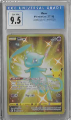 CGC 9.5 Gem Mint Mew 025/025 Celebrations Ultra Rare 2021 Pokemon TCG Card - Image 1