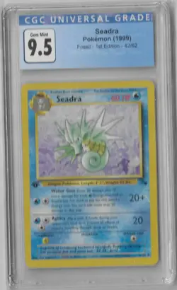 CGC 9.5 Gem Mint Seadra 42/62 1st Edition Fossil Pokemon TCG Card - Image 1