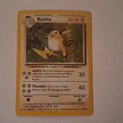 Pokemon Raichu Base Set 14/102 Holo Rare 80HP English TCG Card - Image 1