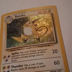 Pokemon Raichu Base Set 14/102 Holo Rare 80HP English TCG Card - Image 2