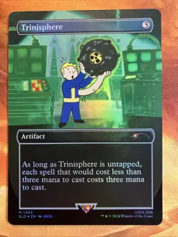 MTG Rainbow Foil Borderless Trinisphere SLD: X FalloutR: Vault Boy!! - Image 1