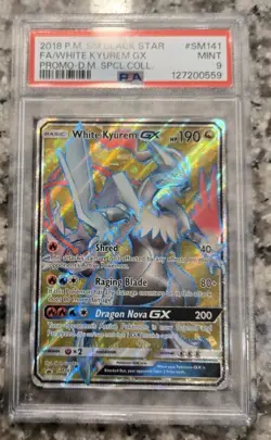 2018 POKEMON SM BLACK STAR PROMO #SM141 FULL ART/WHITE KYUREM GX PSA 9 - Image 1