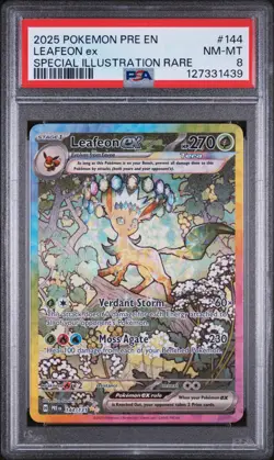 2025 POKEMON PRE EN-PRISMATIC EVOLUTIONS #144 LEAFEON EX PSA 8 - Image 1
