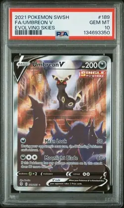 2021 Pokemon Sword & Shield Evolving Skies #189 Fa/Umbreon V PSA 10 - Image 1
