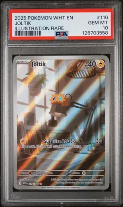 2025 POKEMON WHT EN-WHITE FLARE ILLUSTRATION RARE #116 JOLTIK PSA 10 - Image 1