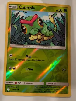 Caterpie - 1/149 - Sun & Moon Base Set Pokemon Reverse Holo Foil Nice! - Image 1