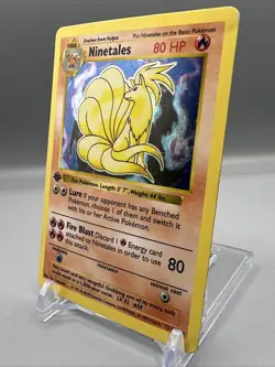 Ninetales 12/102 1st Edition Base Set Pokemon Holo Foil Rare Shadowless Card, MP - Image 2