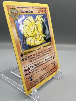 Ninetales 12/102 1st Edition Base Set Pokemon Holo Foil Rare Shadowless Card, MP - Image 3