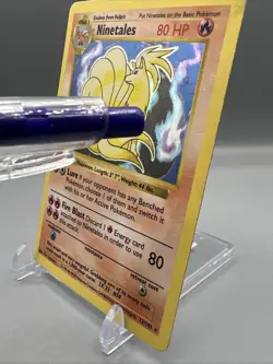 Ninetales 12/102 1st Edition Base Set Pokemon Holo Foil Rare Shadowless Card, MP - Image 5
