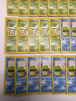 Vintage Base Set Squirtle 63/102 & Bulbasaur 44/102 Card Lot of 26 WOTC Pokemon - Image 4