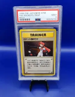 The Rocket's Trap Japanese Holo Rare Trainer Gym Heroes Pokemon Card PSA 9 MINT - Image 1