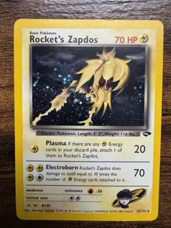 Rockets Zapdos Holo Card Gym Challenge 15/132 - Image 1