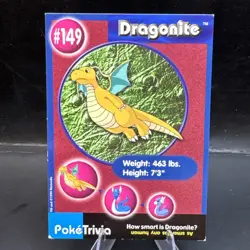 PokeTrivia Card #149 DRAGONITE, 1999 Burger King Promo, Pokemon Movie MP - Image 1