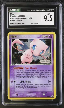CGC 9.5 MINT+ Mew 2006 EX Legend Maker 10/92 Reverse Holo STAMPED Pokemon Card - Image 1