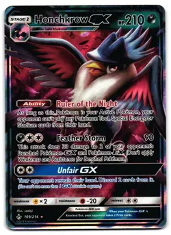 Honchkrow GX 109/214 - Unbroken Bonds Rare GX Pokemon TCG Holo - M/LP Card - Image 1