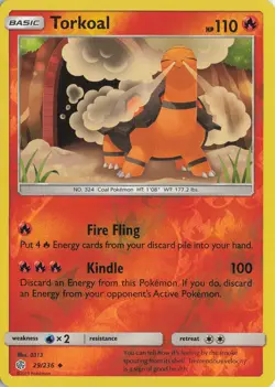 Torkoal Reverse Holo Uncommon - SM - Cosmic Eclipse #29/236 Pokemon TCG - Image 1