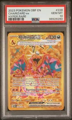 2023 POKEMON OBF EN-OBSIDIAN FLAMES HYPER RARE #228 CHARIZARD EX PSA 10 - Image 1