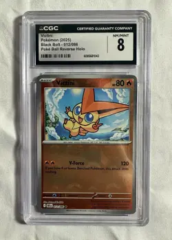 Pokemon Victini Black Bolt Pokeball Reverse Holo Rare 012/086 CGC 8 - Image 1