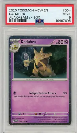 2023 Pokemon Mew EN-151 Kadabra Alakazam ex Box #064 PSA 9 Mint - Image 1