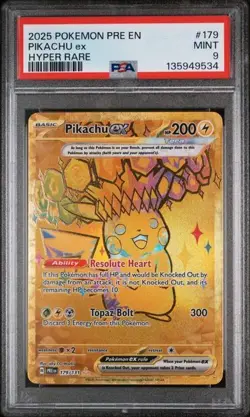 2025 POKEMON PRE EN-PRISMATIC EVOLUTIONS #179 PIKACHU EX HYPER RARE PSA 9 - Image 1