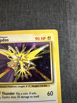 1999 Pokemon WOTC: Base Set Zapdos 16/102 Holo Rare - Nm Lp - Image 3
